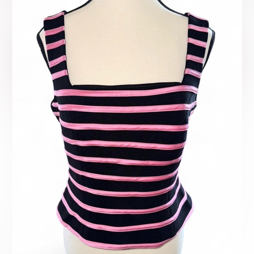 Cache Pink and Black Striped Tank Top • size 8